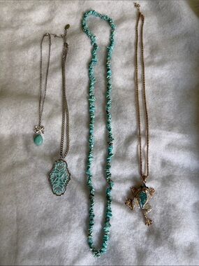4 Turquoise-Colored Bead & Pendant Necklace Set - Women's Jewelry